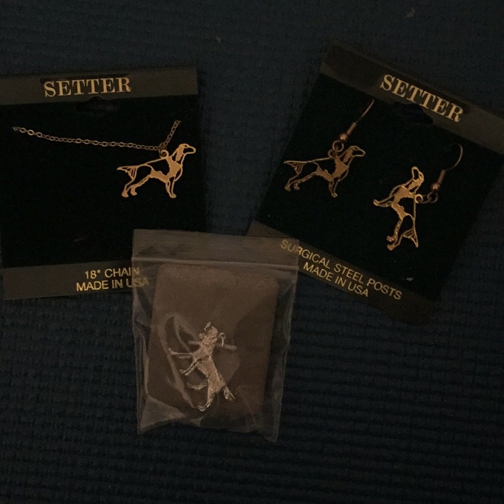 Setter Costume Earrings Necklace Set & 925 pendant
